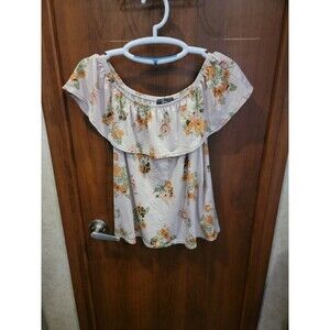 Pinc off the shoulder top Floral print Sz XL